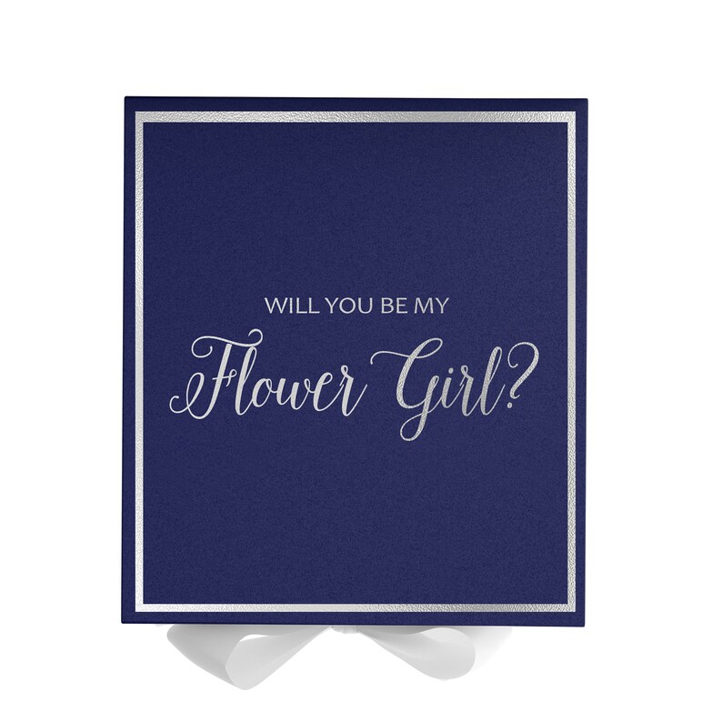 Proposal Box Will You Be My Flower Girl Navy Blue Box W/ Etsy