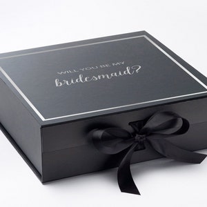 Luxury Will You Be My Bridesmaid? Proposal Box - Black Box w/ Bow