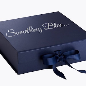 Luxus Etwas Blaues... Personalisierte Marine blau Hochzeit Geschenk-Box mit Marine-Bogen