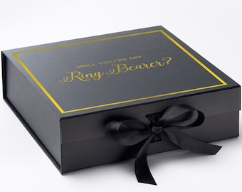 Will You Be My Ring Bearer? Proposal Box - Black Box w/ Bow