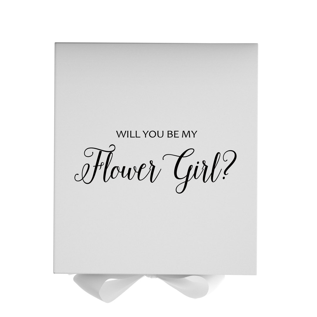 Proposal Box Will You Be My Flower Girl White Box W/ White Bow No