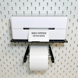 Thermal Label Printer Shelf & Label holder (FanFold or Roll) for IKEA SKÅDIS pegboard
