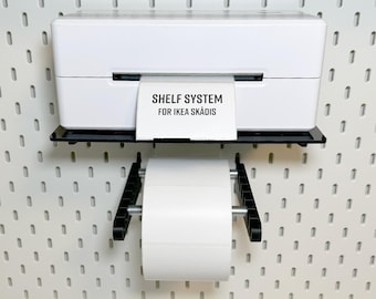 Thermal Label Printer Shelf & Label holder (FanFold or Roll) for IKEA SKÅDIS pegboard