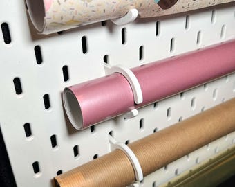 Wrapping Paper Roll Holder – Holds any length of rolls for IKEA SKADIS pegboard