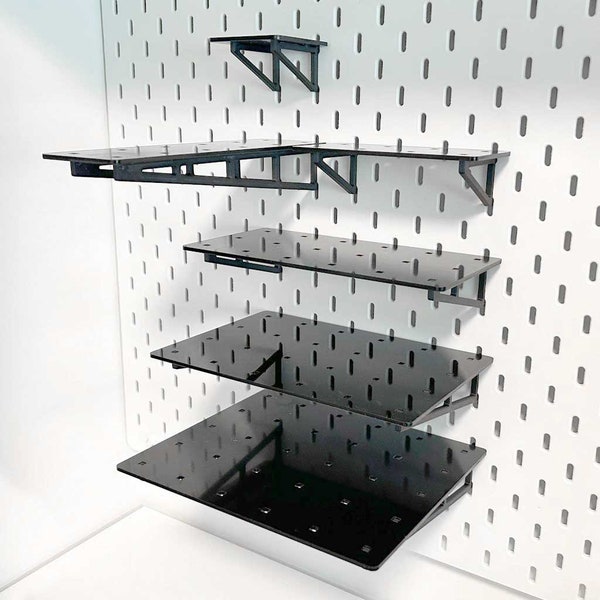 IKEA SKÅDIS Shelf – Acrylic Pegboard Shelf with Brackets (High Quality!)
