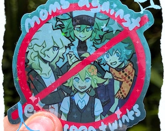 moms against evil green twinks holographic sticker