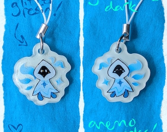 wisp venti genshin impact glow in the dark phone charm