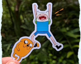Pegatina de introducción de Finn y Jake de Hora de Aventuras