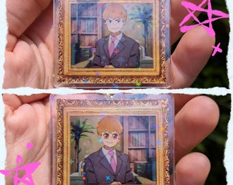 reigen arataka smiling holographic keychain