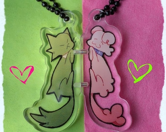 komahina magnetic cat / dog charm pair