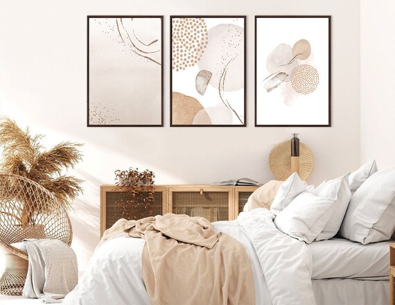 Set Of 3 Abstract Minimalist Prints Living Room Wall Decor Etsy