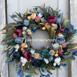 Summer peony wreath/door wreath/ farmhouse/ lavender/ home decor/ peony