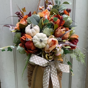 Fall door basket/ fall pumpkins / pumpkins/ harvest basket/ home decor/ farmhouse