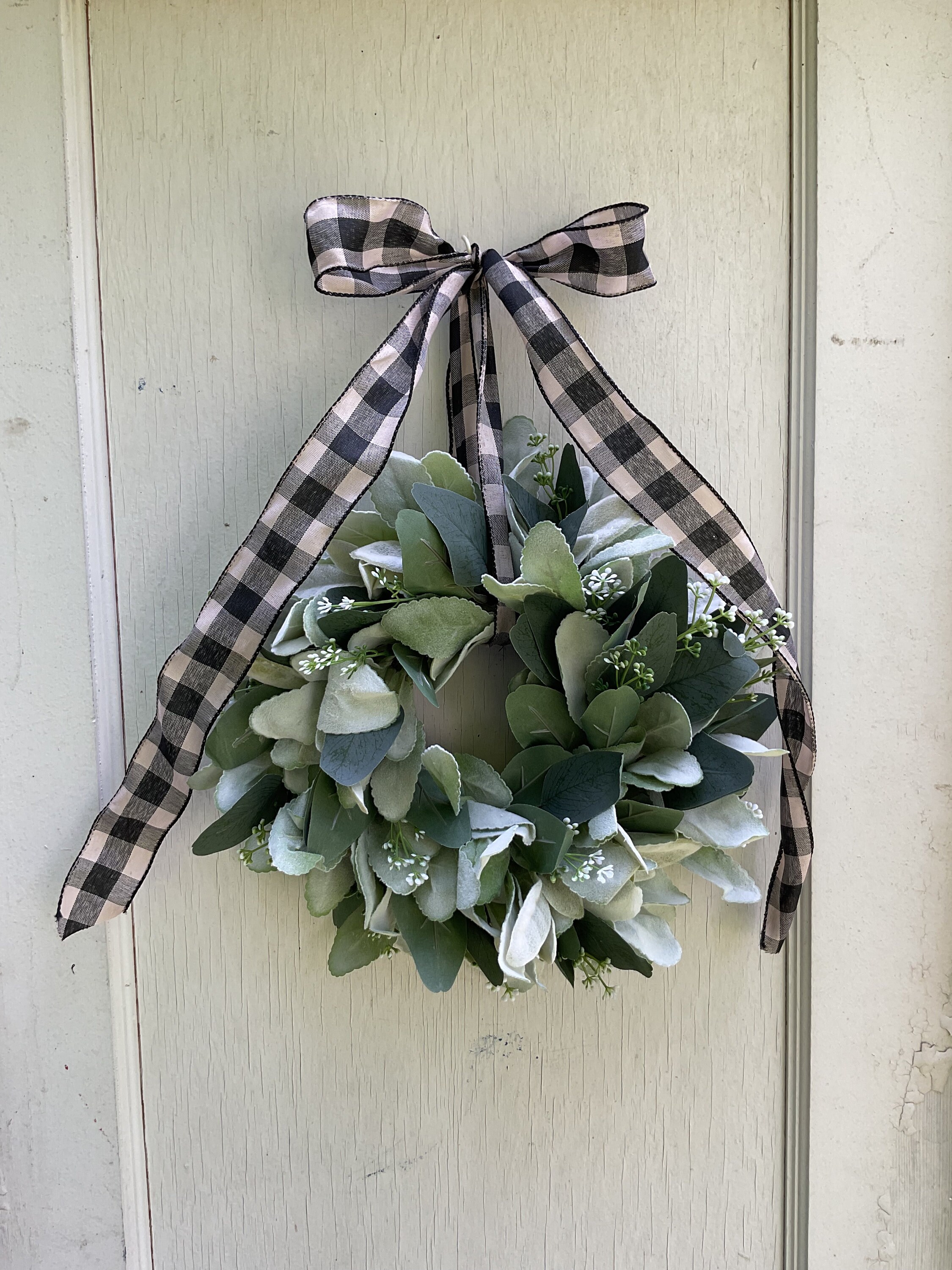 Mini Lambs Ear & Eucalyptus Wreath: Farmhouse Cabinet Decor (8 Inch) - Etsy