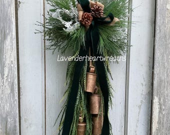 Large saw grass swag/ bells/ holiday/ Christmas wreath/ farmhouse/ wreath