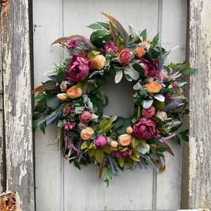 New summer door wreath/ peony wreath/ door wreath/ spring wreath/farmhouse/ home decor 画像 6