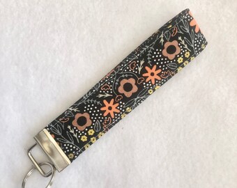 Floral Keyfob Wristlet, Wrist Lanyard, Keychain Wristlet, Gift for Teen, Handmade, Fabric Wristlet, Key Wristlet, Keyfob