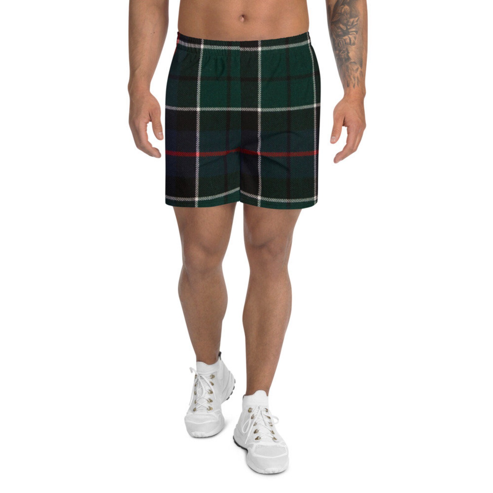 Men's Tartan Athletic Long Shorts Etsy