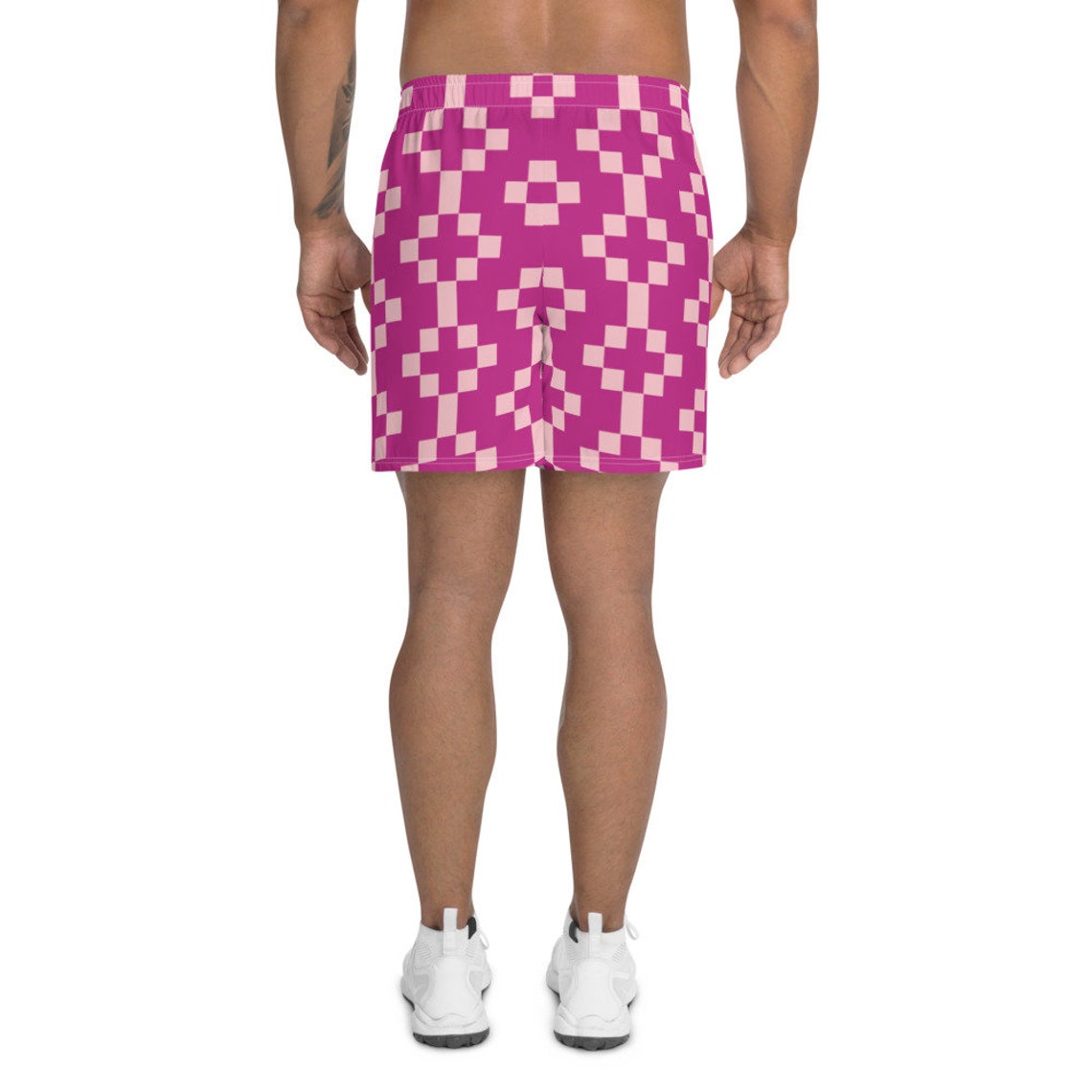 Men's Pink Athletic Long Shorts Etsy