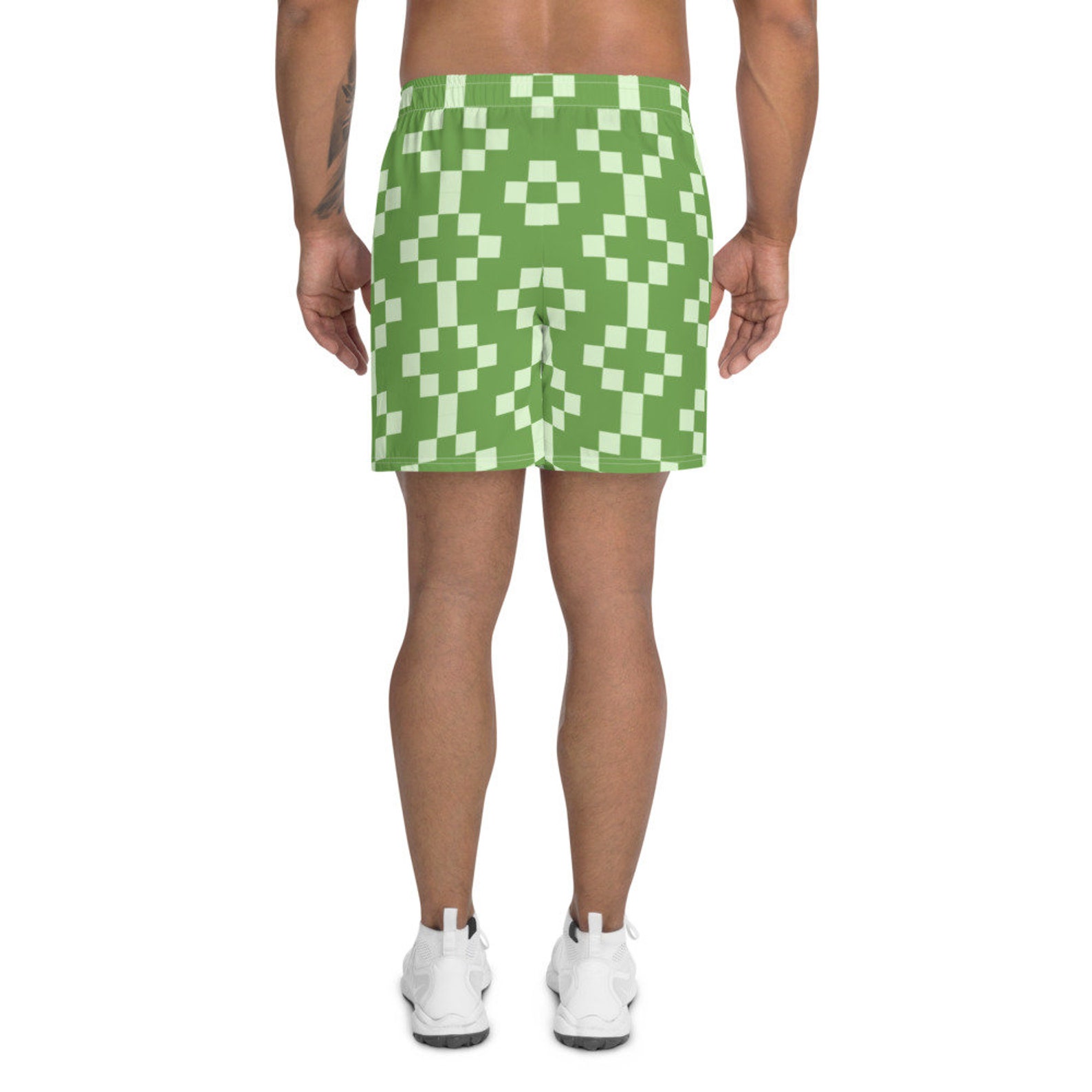 Men's Green Athletic Long Shorts Etsy