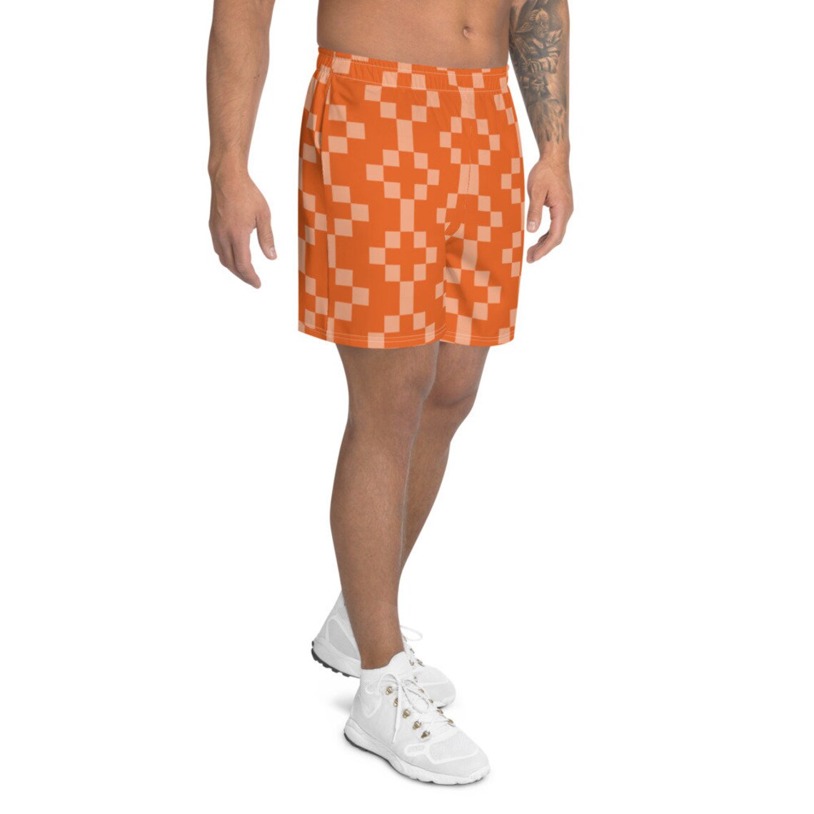 Men's Orange Athletic Long Shorts Etsy