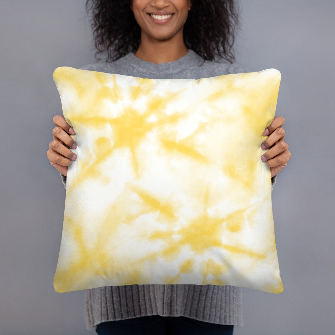 Yellow Tie Dye Basic Pillow Etsy