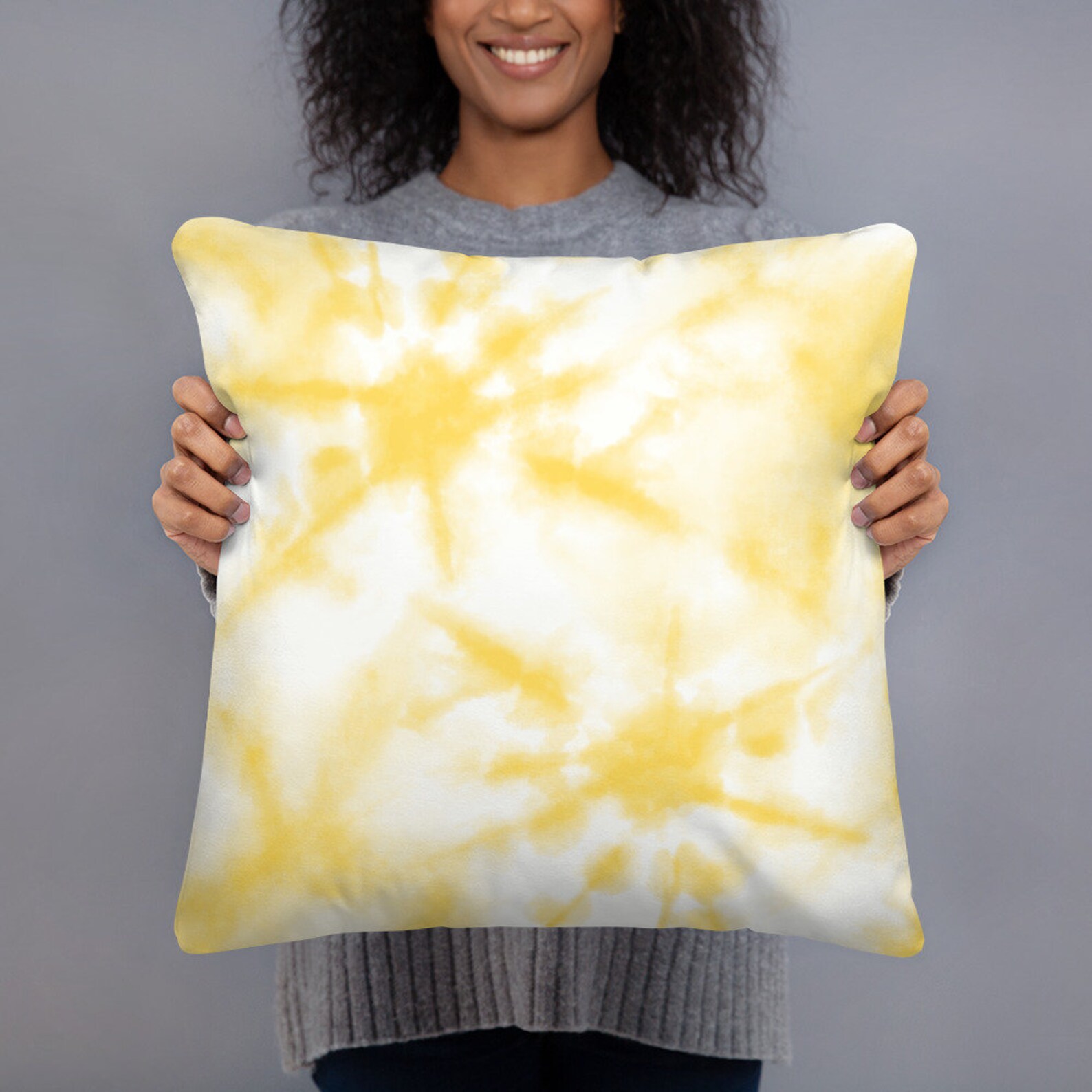 Yellow Tie Dye Basic Pillow Etsy