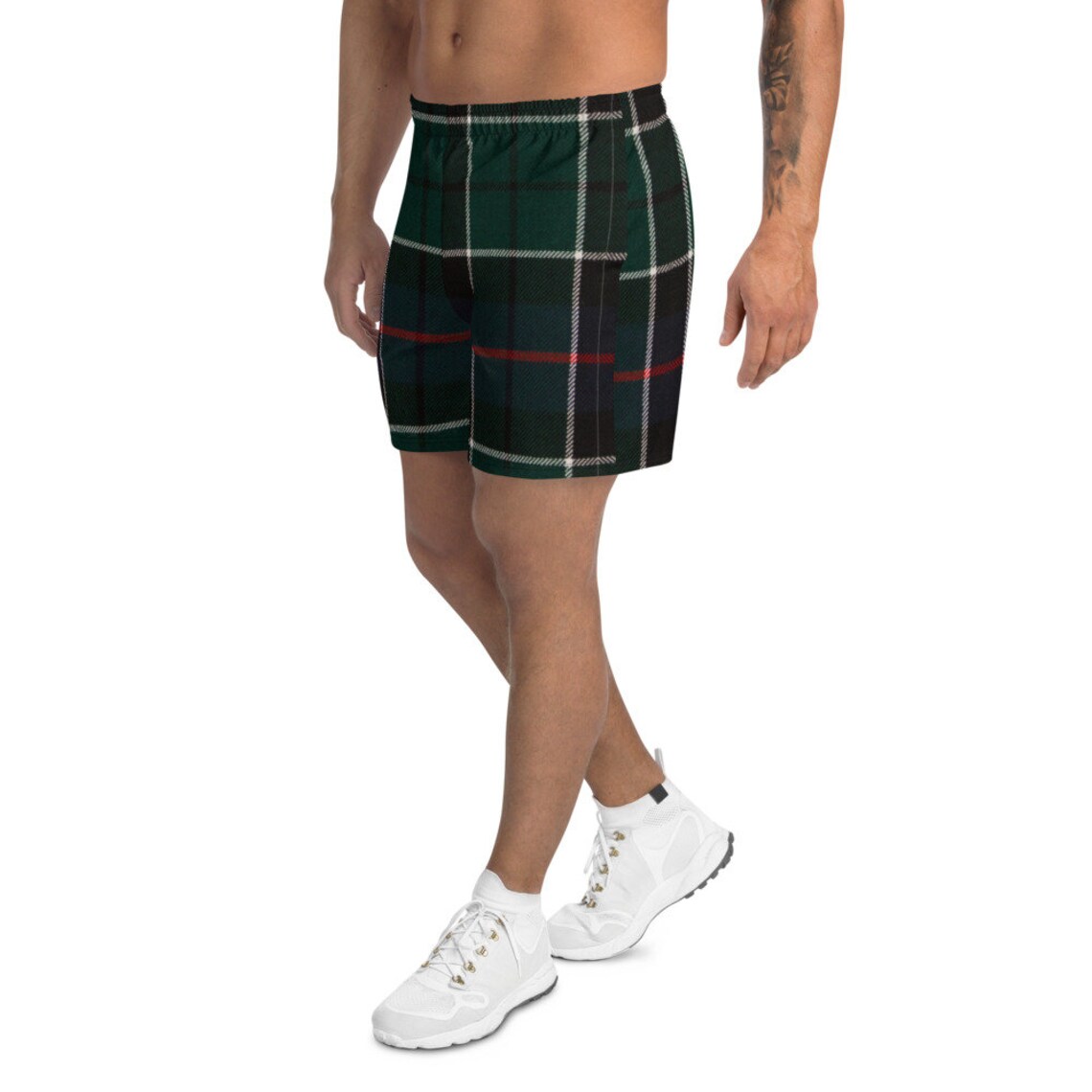 Men's Tartan Athletic Long Shorts Etsy