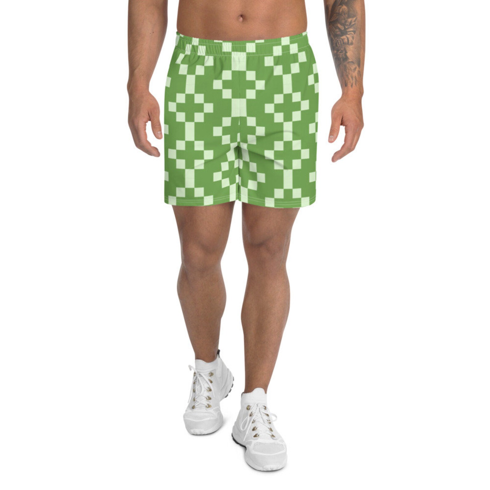 Men's Green Athletic Long Shorts Etsy