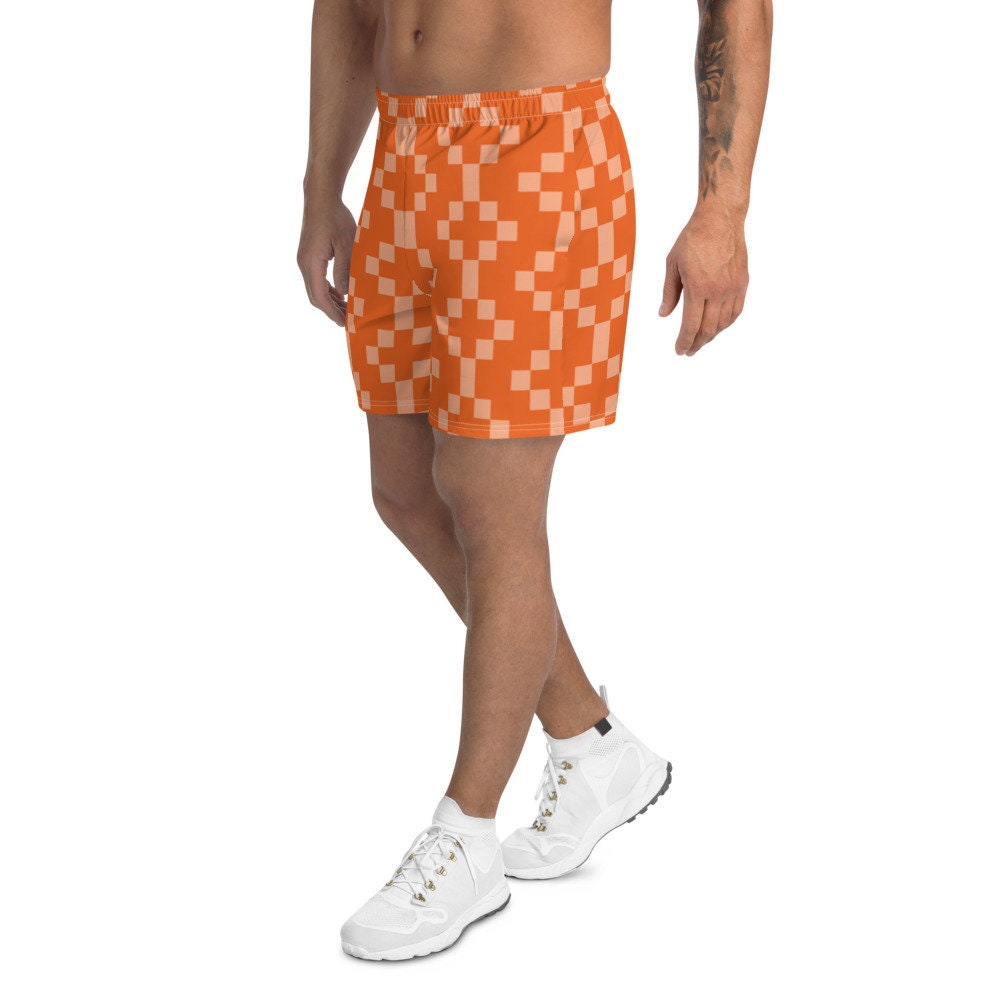 Men's Orange Athletic Long Shorts Etsy