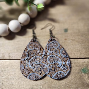 Paisley Reverse Engraved Boho Earrings GLOWFORGE Laser File DIGITAL ONLY