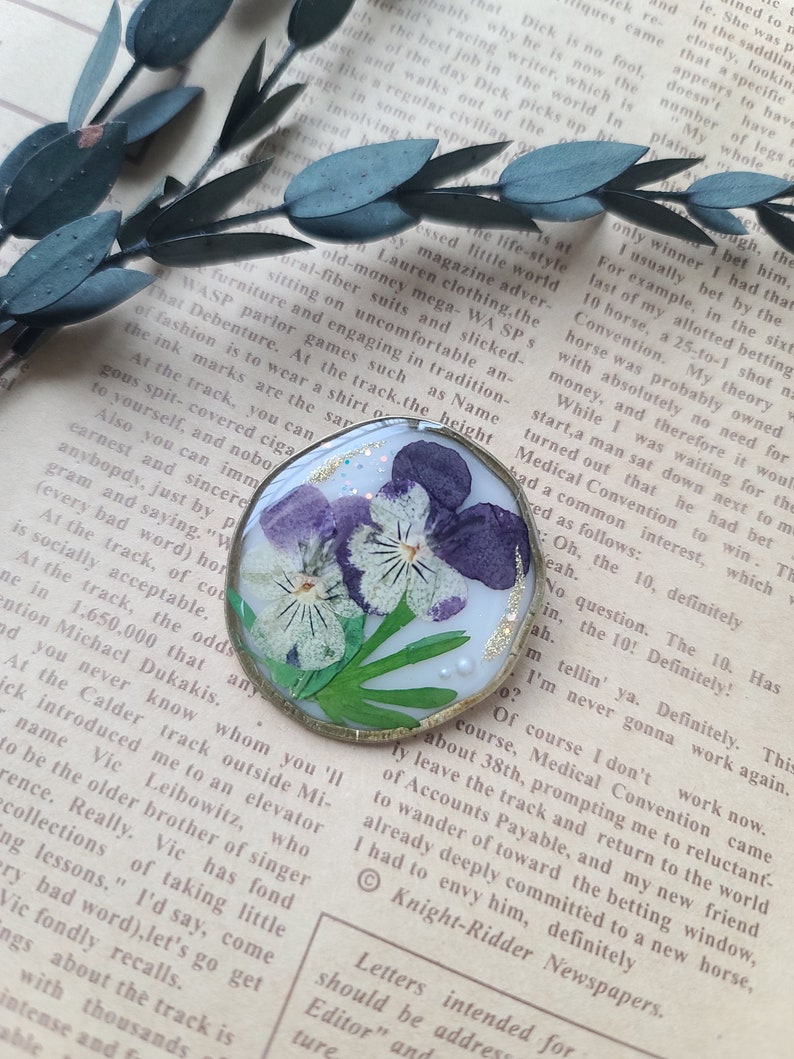 Dried flowers brooch,Resin flower brooch zdjęcie 6