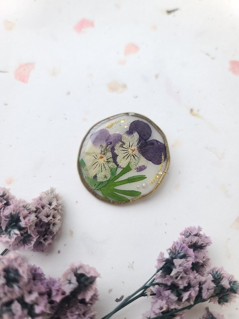 Dried flowers brooch,Resin flower brooch zdjęcie 4