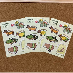 Dierlijke woordspelingen stickervel