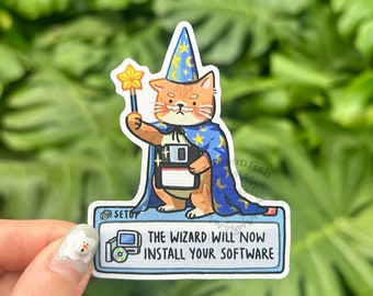 Sticker d'installation du logiciel Wizard Cat