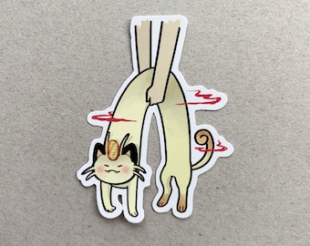 Gigantamax meowth sticker / liquid cat sticker / lucky cat / money cat