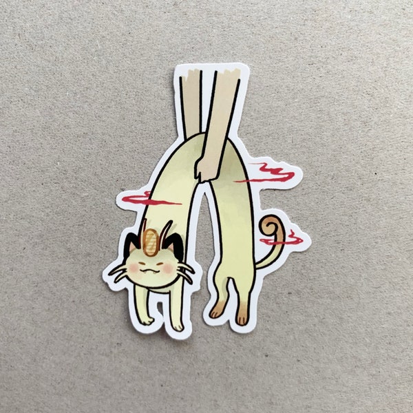 Gigantamax meowth sticker / liquid cat sticker / lucky cat / money cat