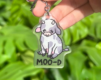 Mood cow acrylic charm keychai / dairy cattle / moo-d cow pun