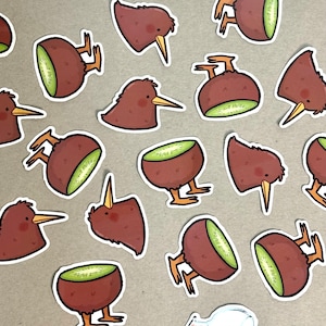 adesivo de pássaro kiwi separado / adesivo de fruta kiwi / trocadilho com kiwi