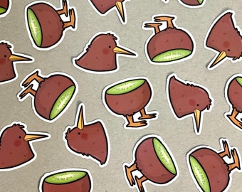 Kiwi Bird With Kiwi Fruit 