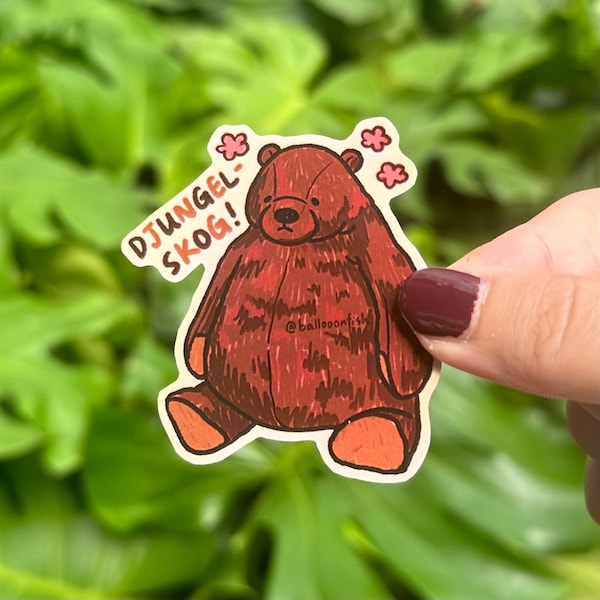 Djungelskog sticker / brown bear plush / teddy bear soft toy sticker