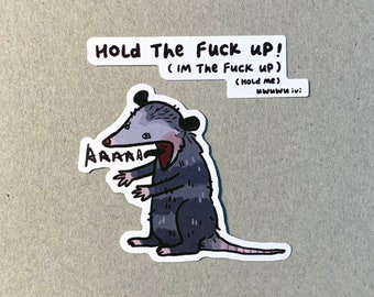 screaming possum sticker / trash possum / possum meme / opossum / hug me