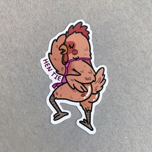 Hen tie pun sticker / hen with tie image 3