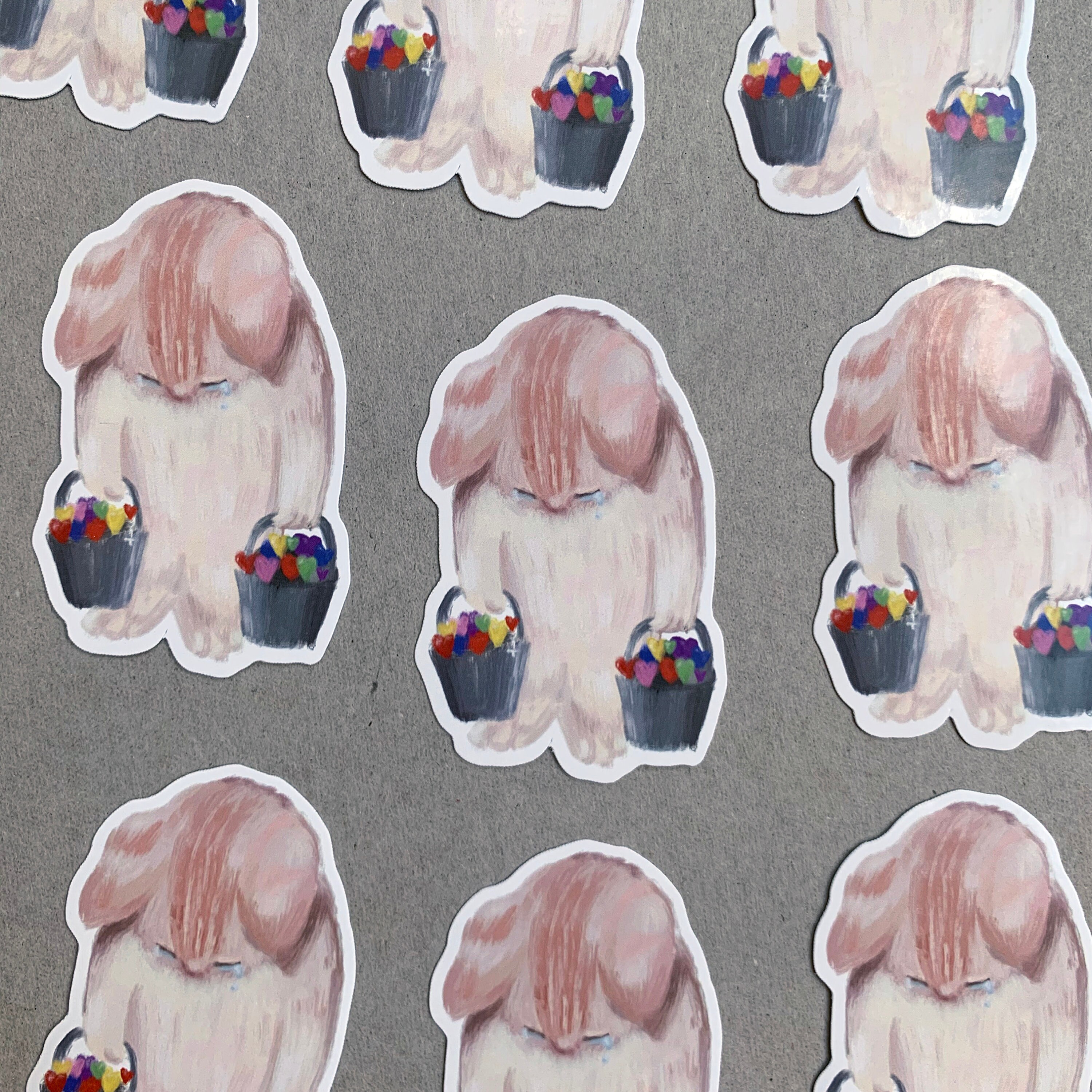 Sad cat needs love meme sticker/ heart emoji / crying bucket Etsy