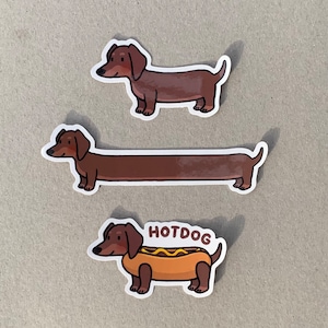 Long dog sticker / dog pun / dachshund  / hotdog