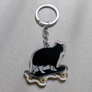 skateboard cat meme acrylic charm keychain