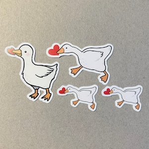 Goose stealing heart sticker / love / valentines