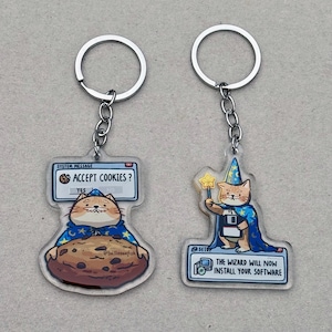 Porte-clés à breloques en acrylique IT Wizard Cat