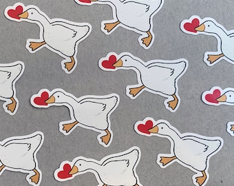 Goose stealing heart sticker / love / valentines