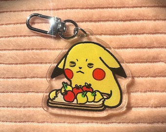 Sleepy pikachu collecting berries keychain / sleep / snorlax